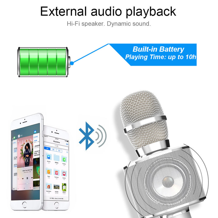 TechStone - Wireless Karaoke Microphone Professional Bluetooth Karaoke Microphone 2-in-1 Built-in Speaker
