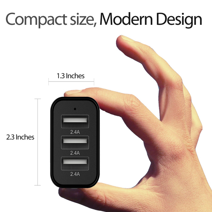 TechStone - Car Charger 3 USB Port 7.2A/36W Smart Sense IC Adapts to All Device Default Charger Rate.
