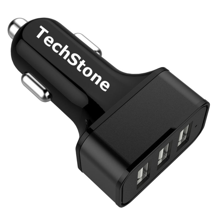 TechStone - Car Charger 3 USB Port 7.2A/36W Smart Sense IC Adapts to All Device Default Charger Rate.