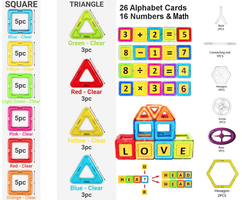 Desire Deluxe - Magnetic Building Blocks Educational Gift 94PC Kids Magnetics Construction Block Games Creativity