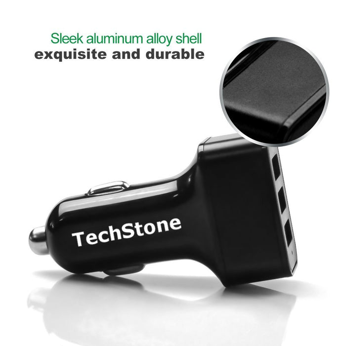 TechStone - Car Charger 3 USB Port 7.2A/36W Smart Sense IC Adapts to All Device Default Charger Rate.