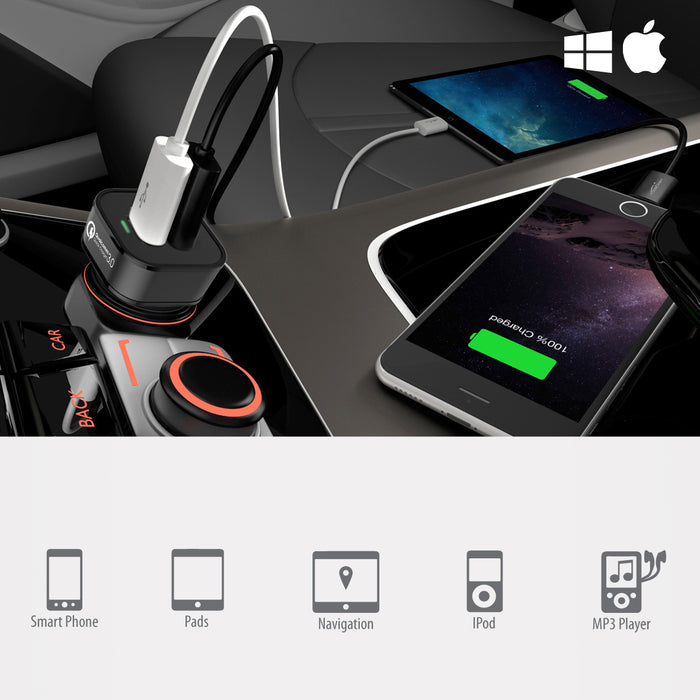 TechStone - Quick Charge 3.0 Car Charger 36W 2 USB Adaptor Fast Charger Iph: 6 7 8 X XS XR Galaxy S9 S8 S7 etc