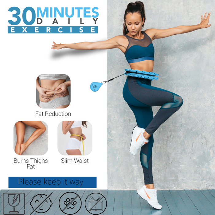 Desire Deluxe - Weighted Hula Hoop Premium Infinity Smart Hoops Detachable Ring 360 Degree Spinning Ball with Weight Lagoon Blue