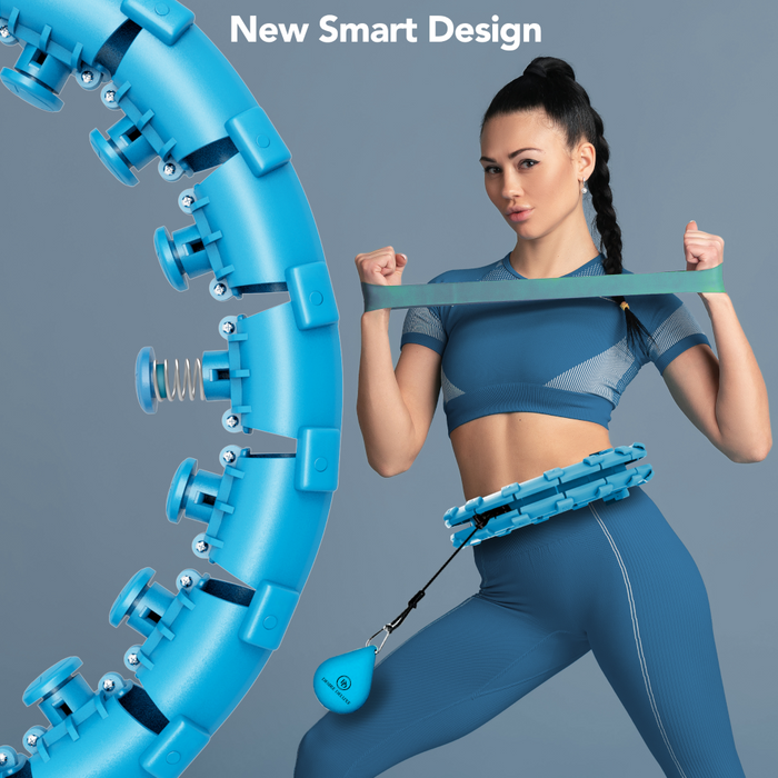 Desire Deluxe - Weighted Hula Hoop Premium Infinity Smart Hoops Detachable Ring 360 Degree Spinning Ball with Weight Lagoon Blue