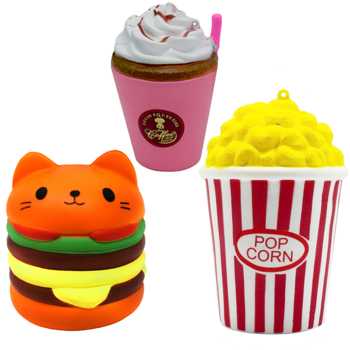 Desire Deluxe - Cat Burger, Popcorn, Coffee Pack Squishy Cushion