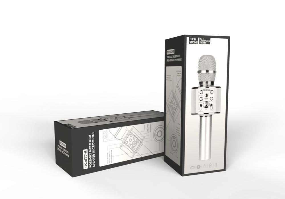 TechStone - Wireless Karaoke Microphone Professional Bluetooth Karaoke Microphone 2-in-1 Built-in Speaker