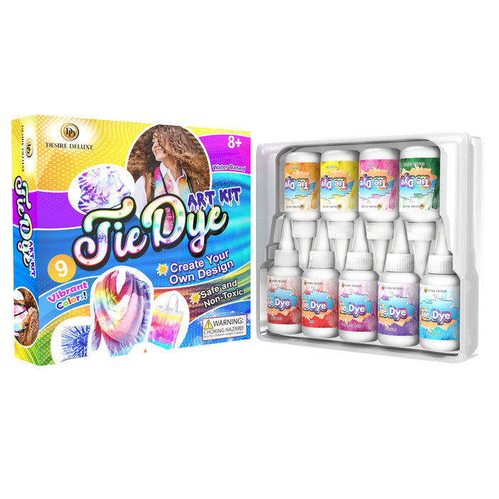 Desire Deluxe - Tie Dye Kit  for Dyeing Fabric, Clothes – Creative Art Craft Games Activity for Kids & Adults