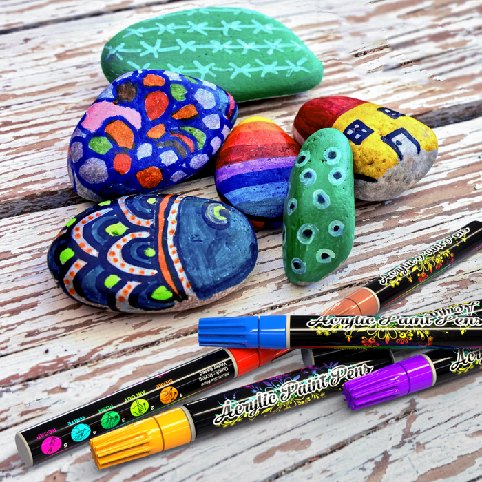 Desire Deluxe - Acrylic Paint Pens Waterproof Kit Markers Reversible Round & Chisel Tip