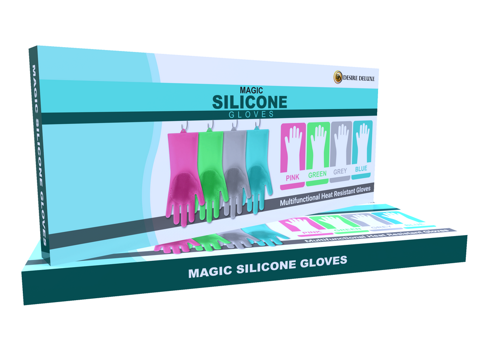 Desire Deluxe - Magic Silicone Gloves Dishwashing Glove Scrubber for Washing Dish, Kitchen, Bathroom
