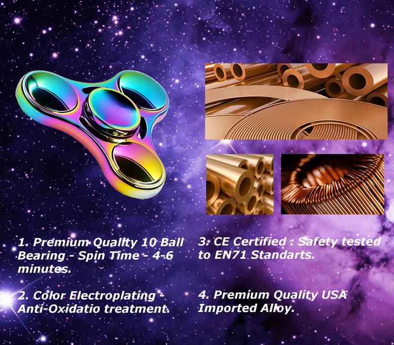 Desire Deluxe - Fidget Spinner Hand Tri Finger Gyro Toy - Stress Relief & Anxiety ADD ADHD