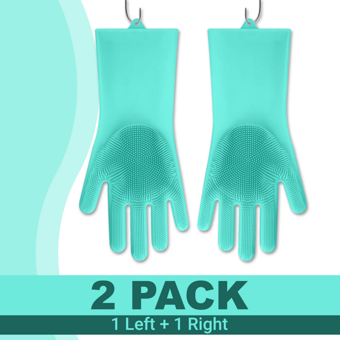 Desire Deluxe - Magic Silicone Gloves Dishwashing Glove Scrubber for Washing Dish, Kitchen, Bathroom
