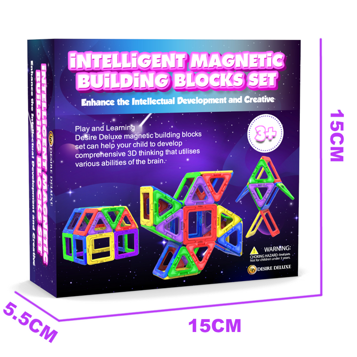 Desire Deluxe - Magnetic Building Blocks 30pc Construction Set for Kids Game STEM Creativity Educational Magnets Toy