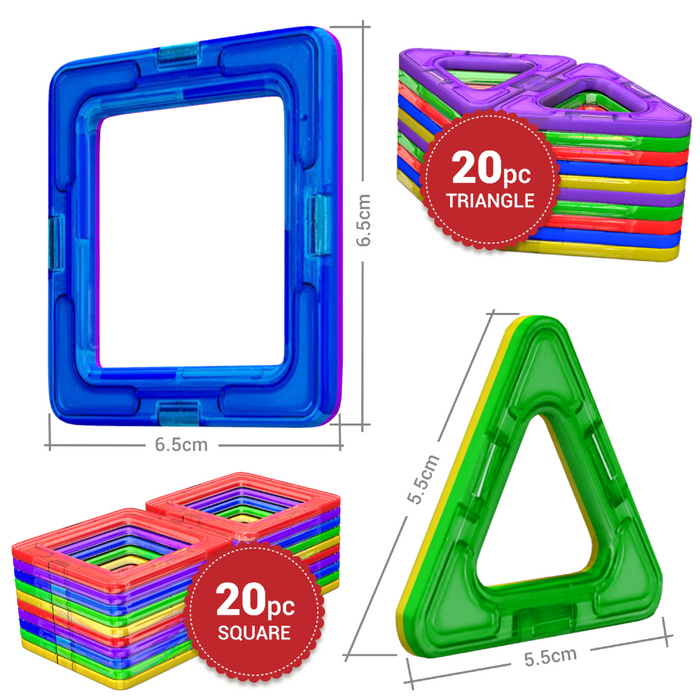 Desire Deluxe - Magnetic Building Blocks 40pc Construction Set for Kids Game STEM Creativity Educational Magnets Toy