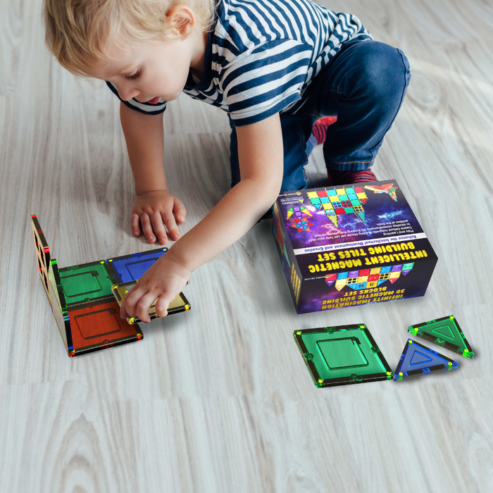 Desire Deluxe - Magnetic Tiles Building Blocks Construction Toys 47pc STEM Learning Educational Toy for Kids