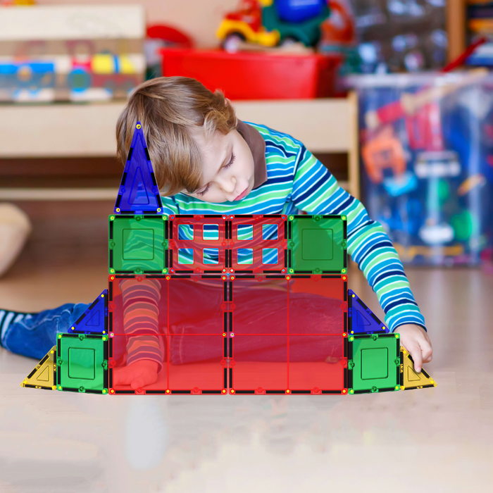 Desire Deluxe - Magnetic Tiles Building Blocks Construction Toys 47pc STEM Learning Educational Toy for Kids