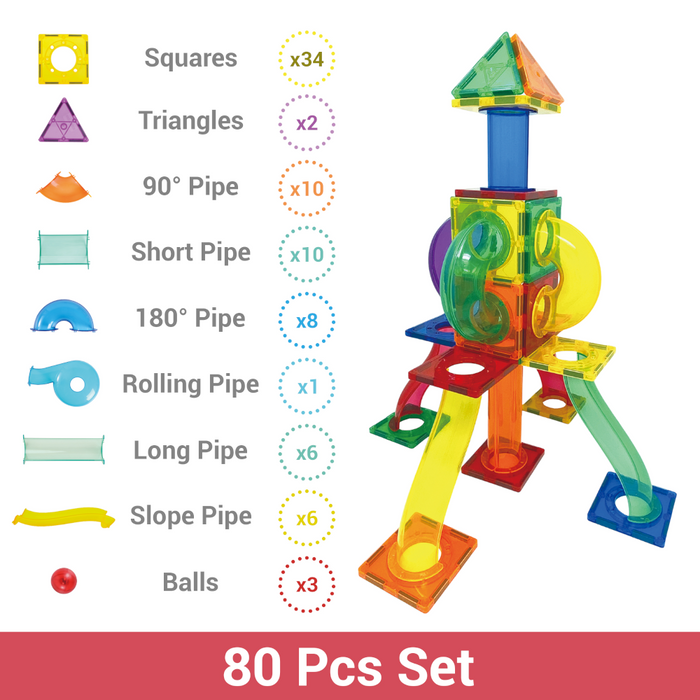 Desire Deluxe - Marble Run Ball Magnetic Building Blocks Kids Montessori Toys – Construction Tiles for Boys & Girls 3–8-Year-Old – Great Birthday