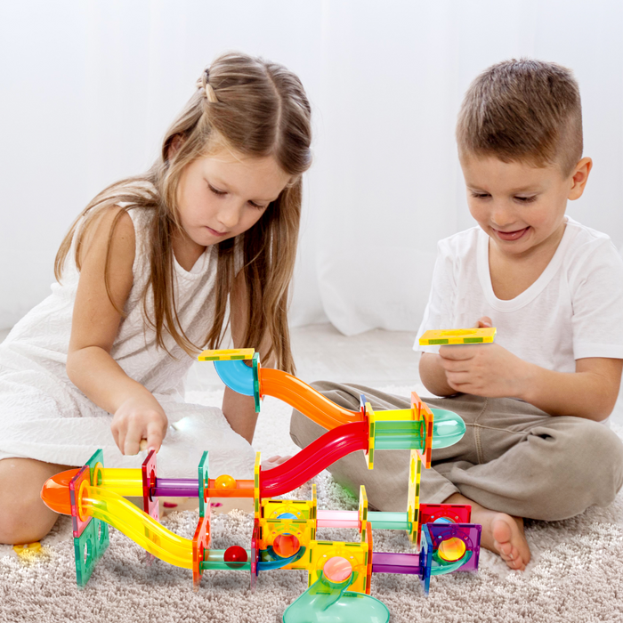 Desire Deluxe - Marble Run Ball Magnetic Building Blocks Kids Montessori Toys – Construction Tiles for Boys & Girls 3–8-Year-Old – Great Birthday