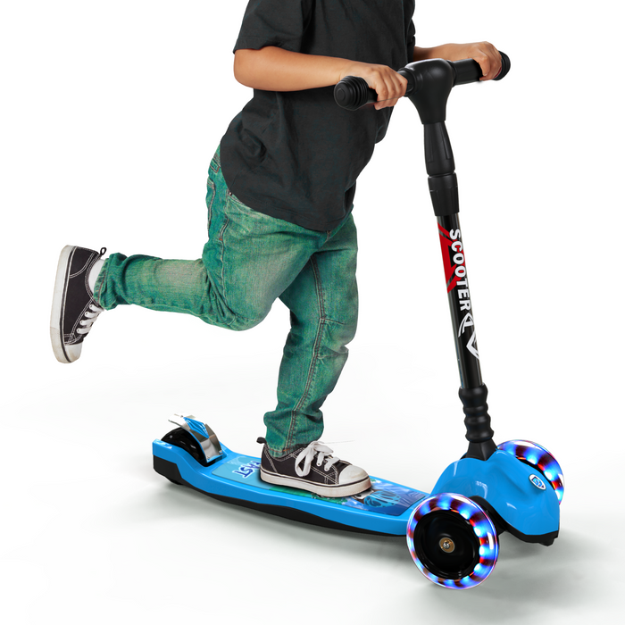 Desire Deluxe - Three Wheel Kids Kick Scooter Foldable Design Micro LED Light Up 3 Wheels For Children Age 5 - 9 Y