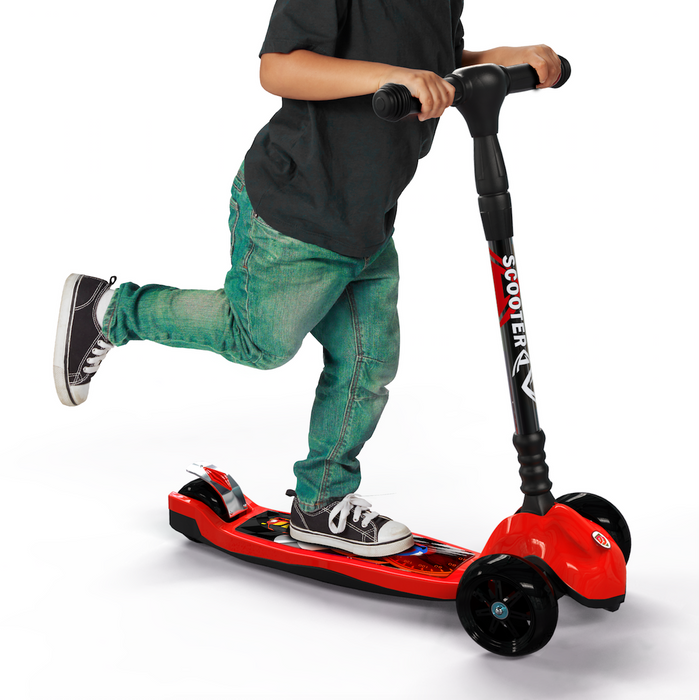 Desire Deluxe - Wheel Kids Kick Scooter Foldable Design Micro LED Light Up 3 Wheels For Children Age 5 - 9 Y
