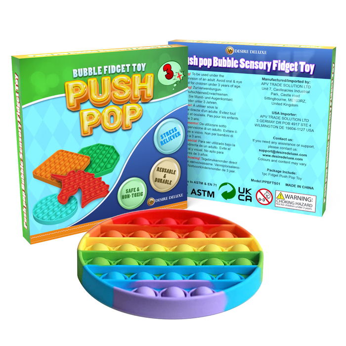 Desire Deluxe - Pop It Fidget Toys Pack for Kids Rainbow Sensory Anxiety Stress Relief Push Pop Autism Toy