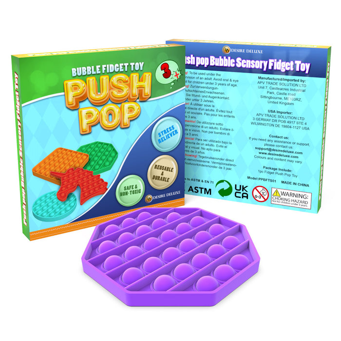 Desire Deluxe - Pop It Fidget Toys Pack for Kids - Sensory Anxiety Stress Relief Push Pop Autism Toy