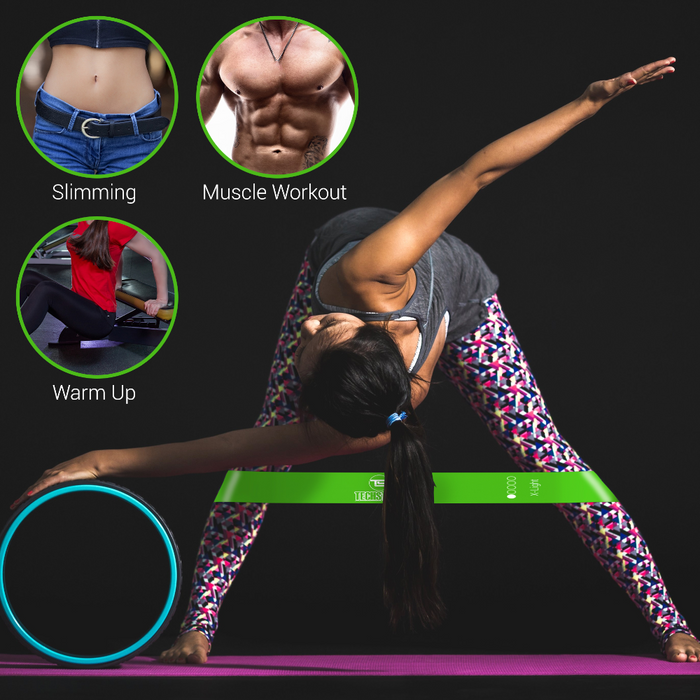 TechStone - Resistance Bands Pack of 5 Different Resistance Levels Elastic Band for Home Gym Long Exercise Workout Set for Men and Women