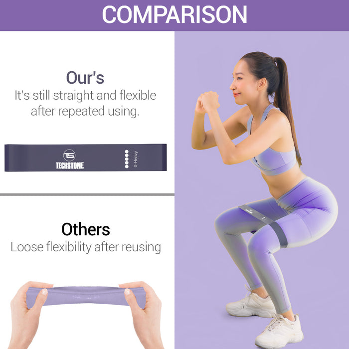 TechStone -  Resistance Bands Pack of 5 Different Resistance Levels Elastic Band for Home Gym Long Exercise Workout Set for Men and Women