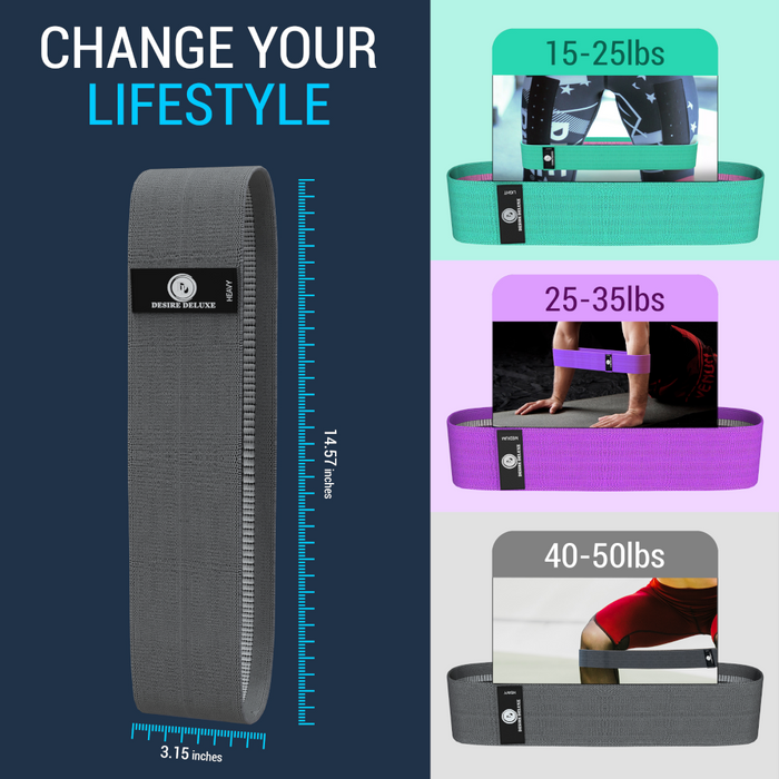 Desire Deluxe - Resistance Bands Set for Men and Women, Premium Exercise (Pack 3) Different Resistance Levels Loops Band