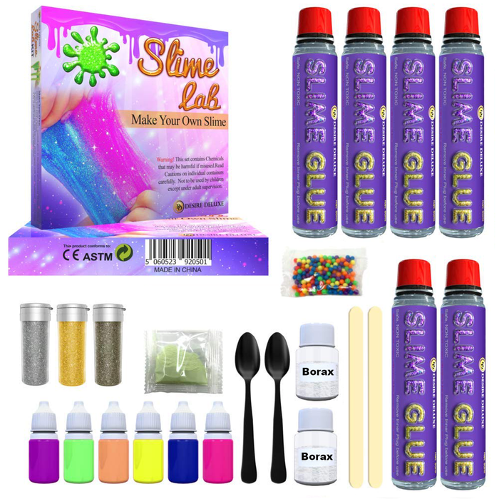Desire Deluxe - Slime Making Kit DIY Factory Complete Games Set Toys Science for Kids Age 4 5 6 7 8 9 Year Slime Lab