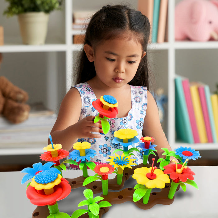 Desire Deluxe - Flower Build A Garden Toy Building Blocks Set for Baby, Children - Indoor & Outdoor Floral Arrangement for Kids 54pc