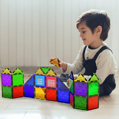 Magnetic Tiles Building Blocks Toy - STEM Educational Magnetic Blocks for Kids, Creativity Preschool Learning Sensory Montessori Toddler Magnetical Toys for Boys & Girls 3+ Years Old - 42pc