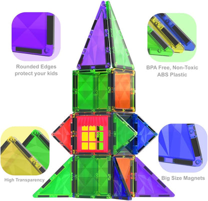 Magnetic Tiles Building Blocks Toy - STEM Educational Magnetic Blocks for Kids, Creativity Preschool Learning Sensory Montessori Toddler Magnetical Toys for Boys & Girls 3+ Years Old - 42pc