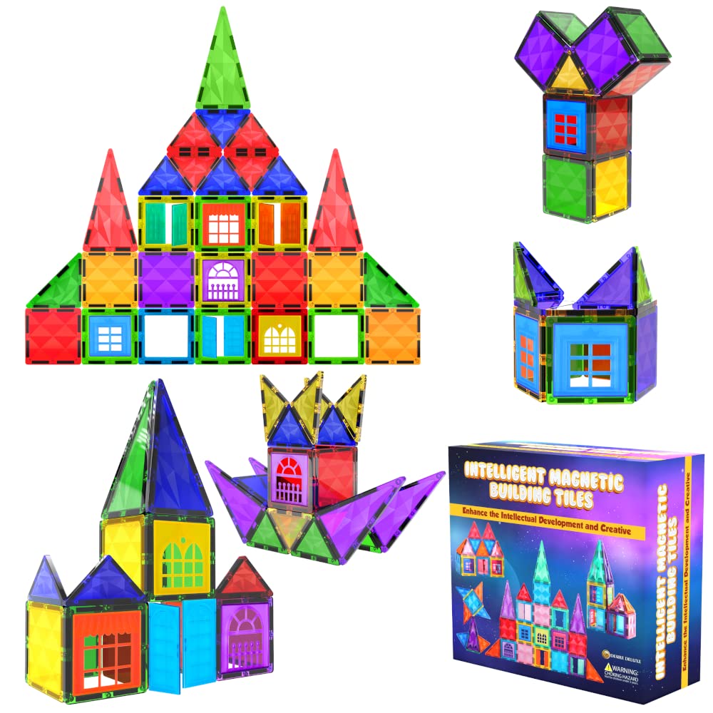 Magnetic Tiles Building Blocks Toy - STEM Educational Magnetic Blocks for Kids, Creativity Preschool Learning Sensory Montessori Toddler Magnetical Toys for Boys & Girls 3+ Years Old - 42pc