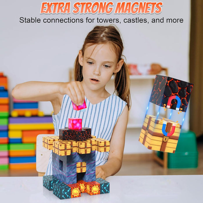 Magnetic Cubes for Kids – 3D Building Blocks STEM Toys, Montessori Magnetic Building Blocks for Toddlers, Preschool Learning Toys, Creative Construction Toys for Boys & Girls Ages 3+