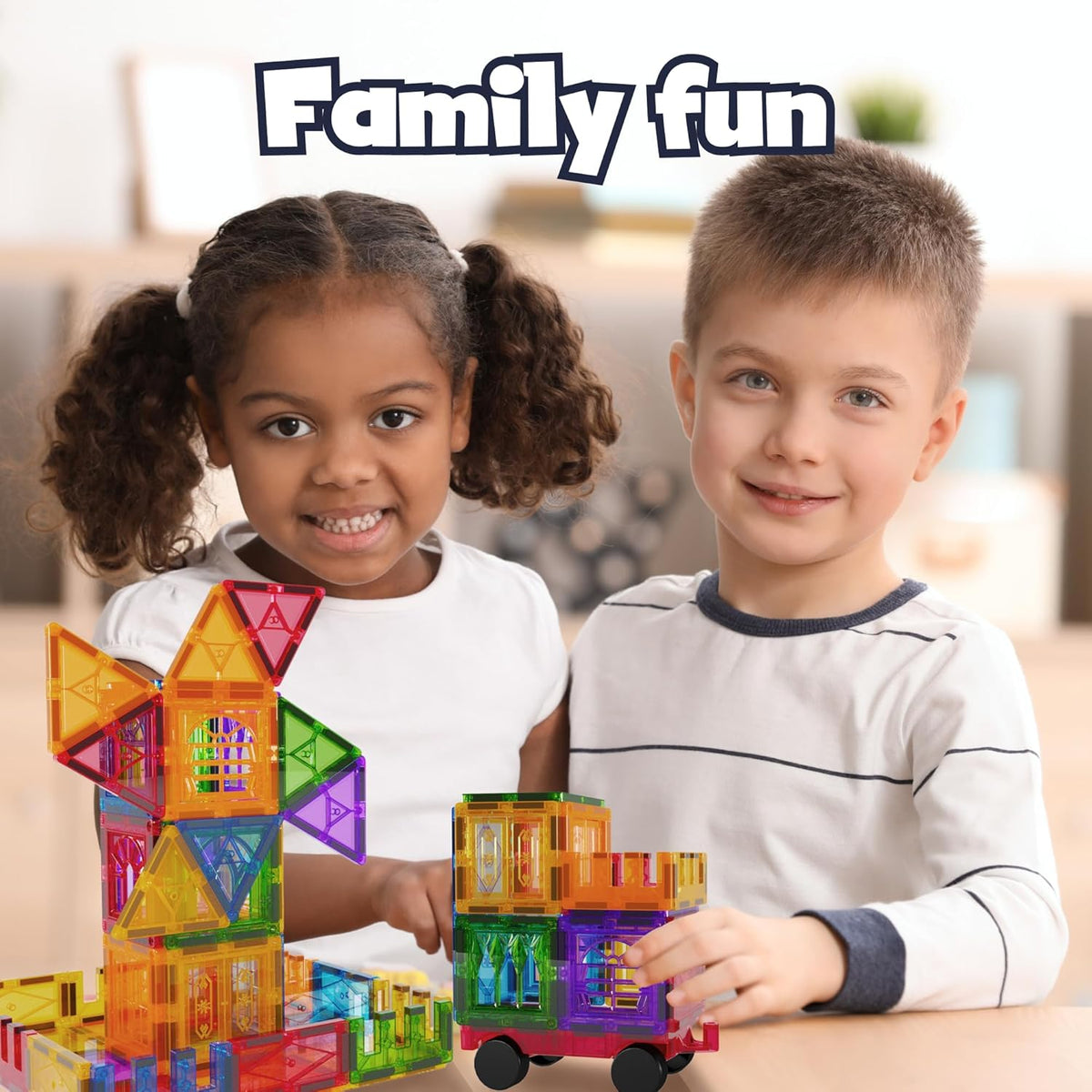 Desire Deluxe Magnetic Tiles Building Blocks Set Toy for Girls & Boys 3+ Year - Educational Magnet Stem Learning Construction Toy Preschool Brain Development Toy for Kids, Birthday Gift, 100pc