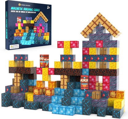Magnetic Cubes for Kids – 3D Building Blocks STEM Toys, Montessori Magnetic Building Blocks for Toddlers, Preschool Learning Toys, Creative Construction Toys for Boys & Girls Ages 3+