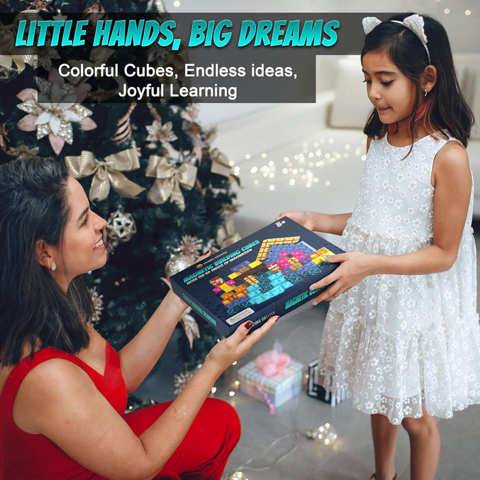 Magnetic Cubes for Kids – 3D Building Blocks STEM Toys, Montessori Magnetic Building Blocks for Toddlers, Preschool Learning Toys, Creative Construction Toys for Boys & Girls Ages 3+