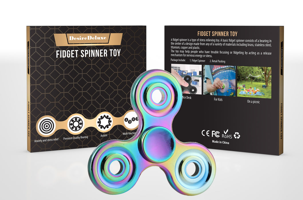Desire Deluxe - Fidget Spinner Finger Multicolor Toy ADD, ADHD Anxiety Stress Relief