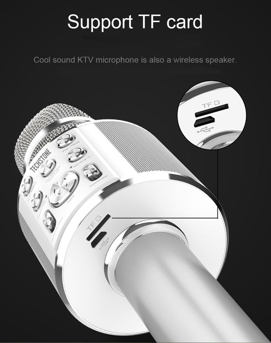 TechStone - Wireless Karaoke Microphone Professional Bluetooth Karaoke Microphone 2-in-1 Built-in Speaker