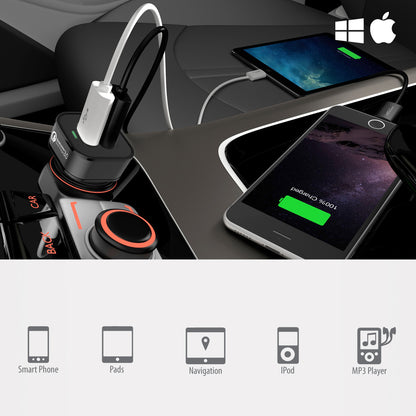 TechStone - Quick Charge 3.0 Car Charger 36W 2 USB Adaptor Fast Charger Iph: 6 7 8 X XS XR Galaxy S9 S8 S7 etc