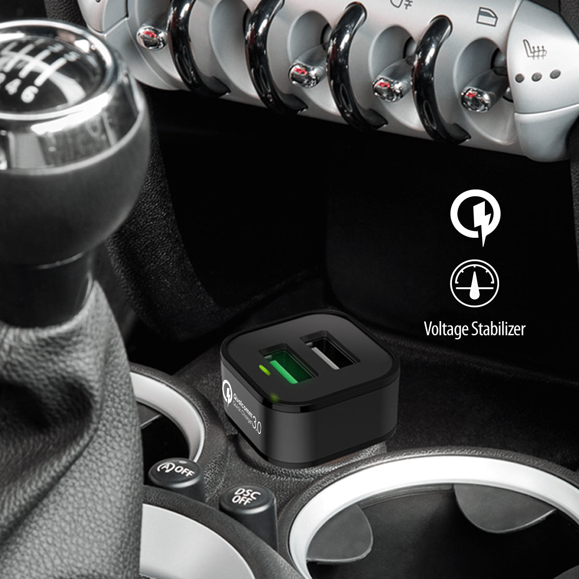 TechStone - Quick Charge 3.0 Car Charger 36W 2 USB Adaptor Fast Charger Iph: 6 7 8 X XS XR Galaxy S9 S8 S7 etc