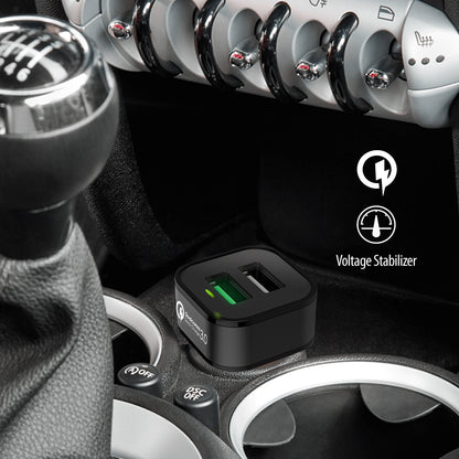 TechStone - Quick Charge 3.0 Car Charger 36W 2 USB Adaptor Fast Charger Iph: 6 7 8 X XS XR Galaxy S9 S8 S7 etc