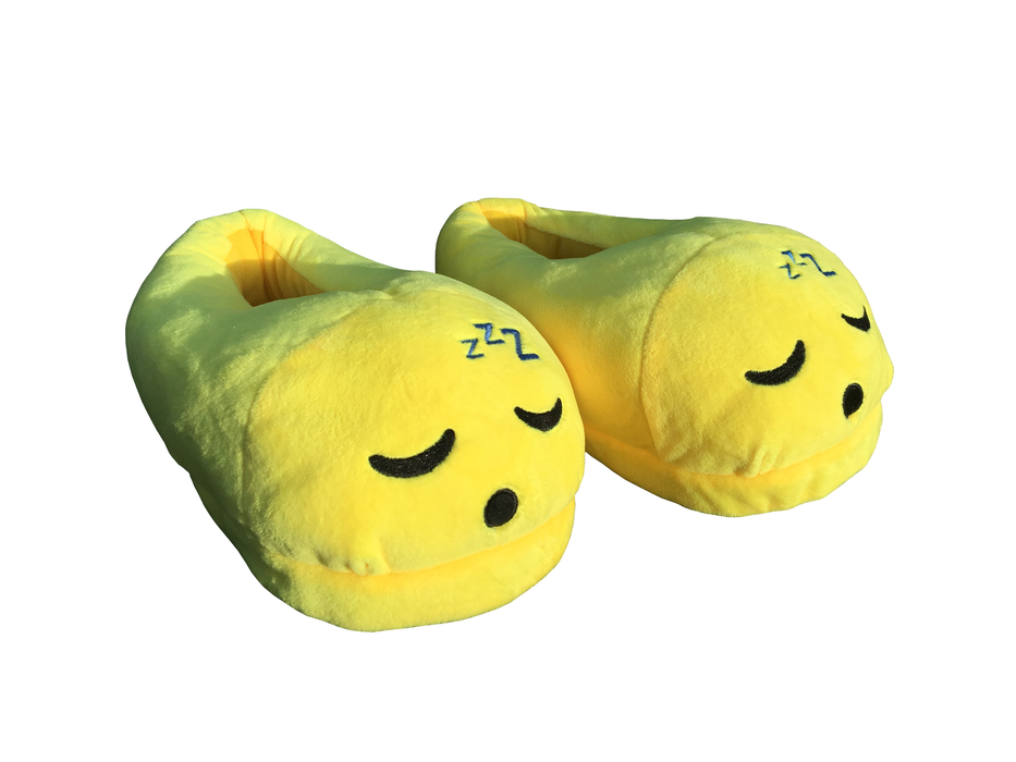 <transcy>Pantofole da interno con emoticon addormentato</transcy>