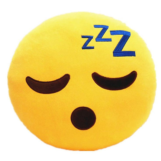 <transcy>Schlafendes gelbes rundes Emoticon-Kissen</transcy>