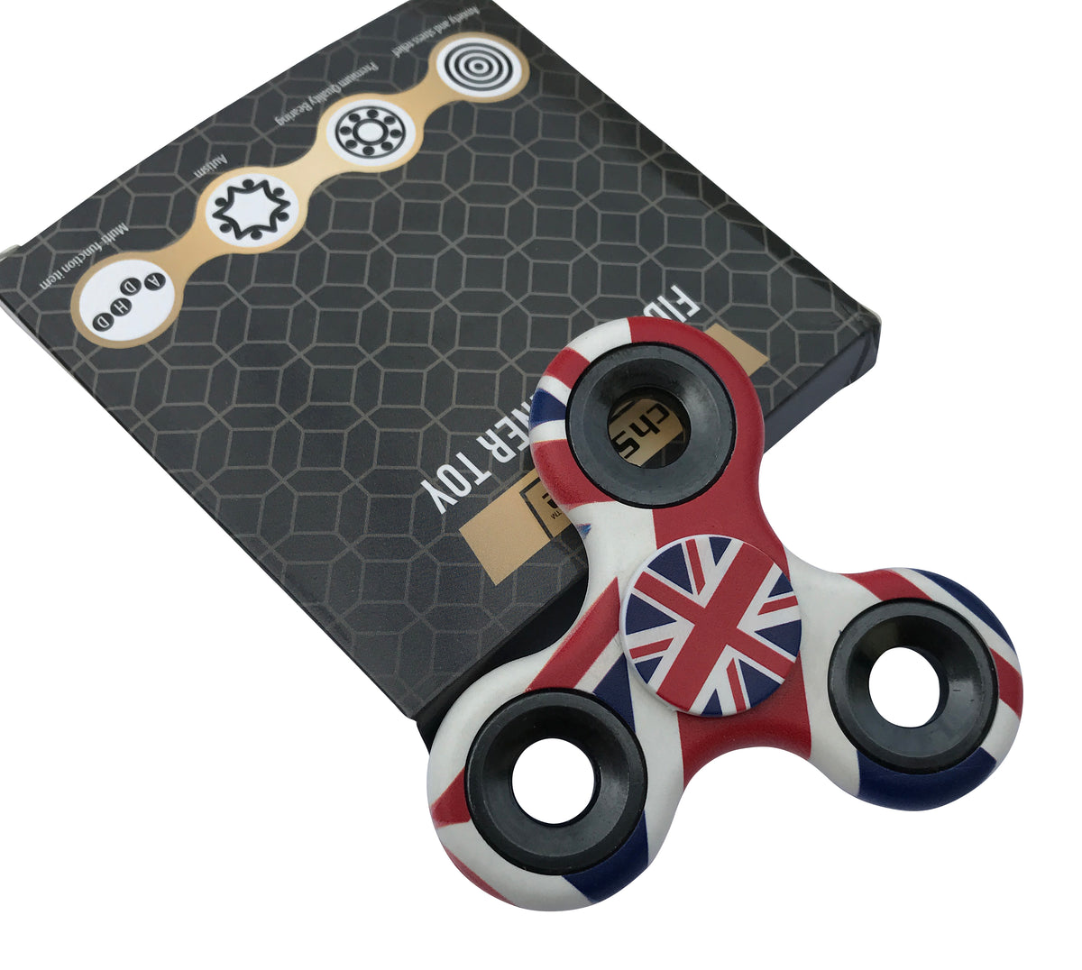 Desire Deluxe - United Kingdom Flag Tri Fidget Spinner Hand Finger Toy