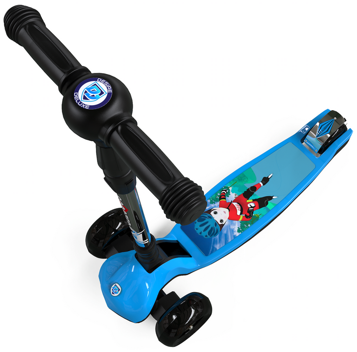 Desire Deluxe - Three Wheel Kids Kick Scooter Foldable Design Micro LED Light Up 3 Wheels For Children Age 5 - 9 Y