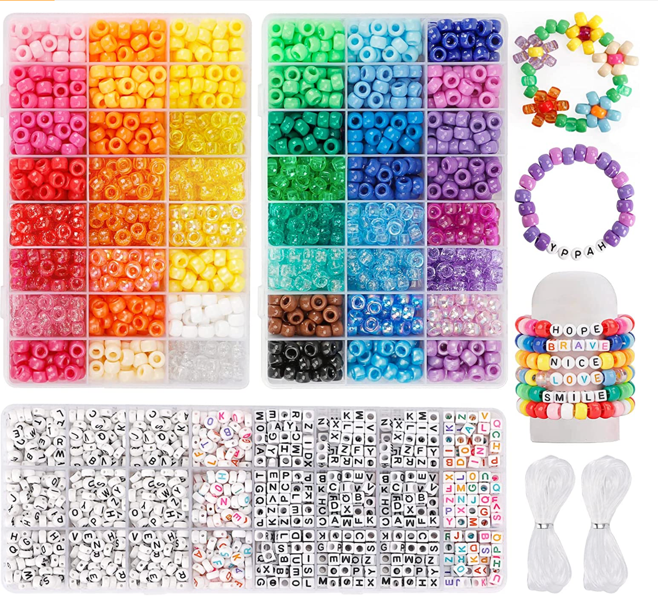 Desire Deluxe Bracelet Making Kit Necklace Clay Beads Friendship Jewelry Letter Arts & Crafts Pendant Charms Kit Elastic Rubber Strings Girls Toys Gift Present(6084pc)