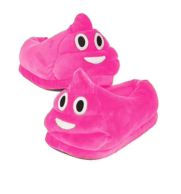 Desire Deluxe - Novelty Emojis Poo Slippers Present for Girls Plush Indoor Emoticon Poop Footwear for Adults (Pink)