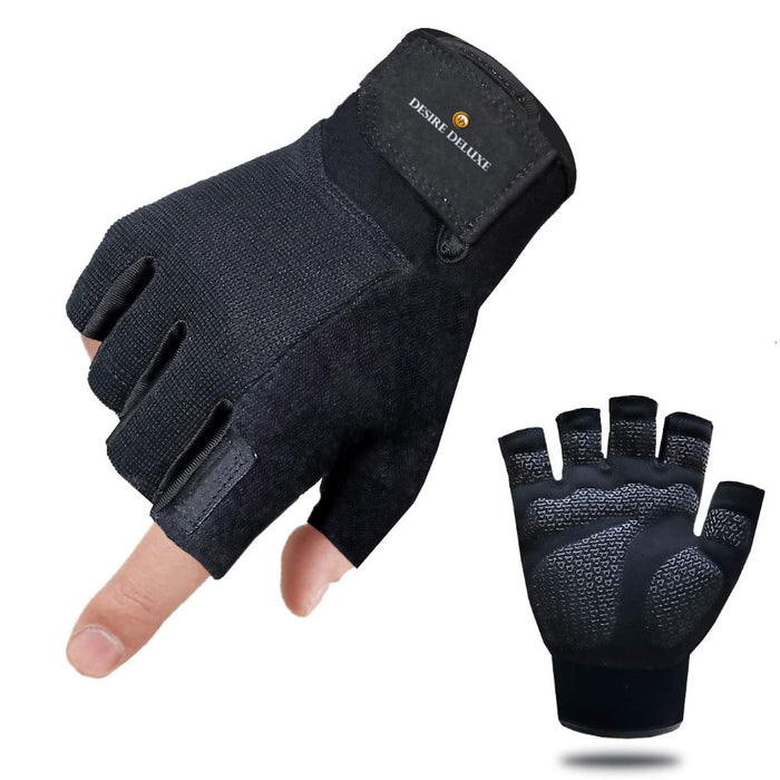 Desire Deluxe - Unisex Workout Gloves, Best Exercise Gloves for Weight Lifting, Cycling, Gym, Training, Breathable & Snug fit