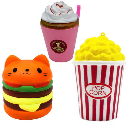 Desire Deluxe - Cat Burger, Popcorn, Coffee Pack Squishy Cushion